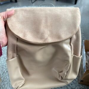 Everyday Vegan Leather/Suede Backpack in Beige